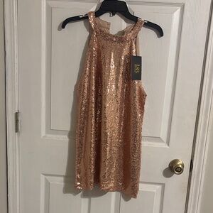Lucky & Blessed Rose Gold Sequin Sleeveless Top